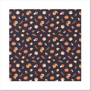 Guinea pig Fall Pattern, Bubu and Moonch Posters and Art